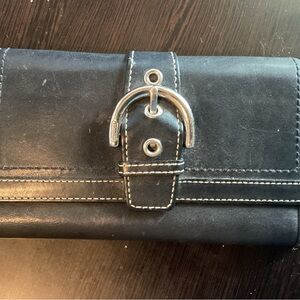 Coach Black Leather Wallet with Silver Buckle